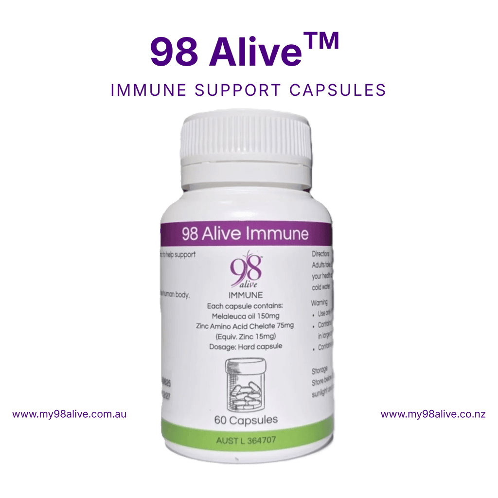 98 Alive immune support capsules bottle on a white background
